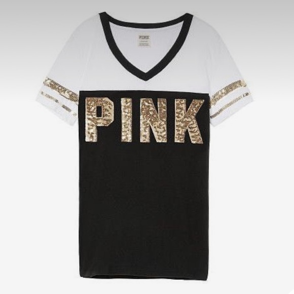 PINK Victoria's Secret Tops - Victoria’s Secret Pink Sequins Tee